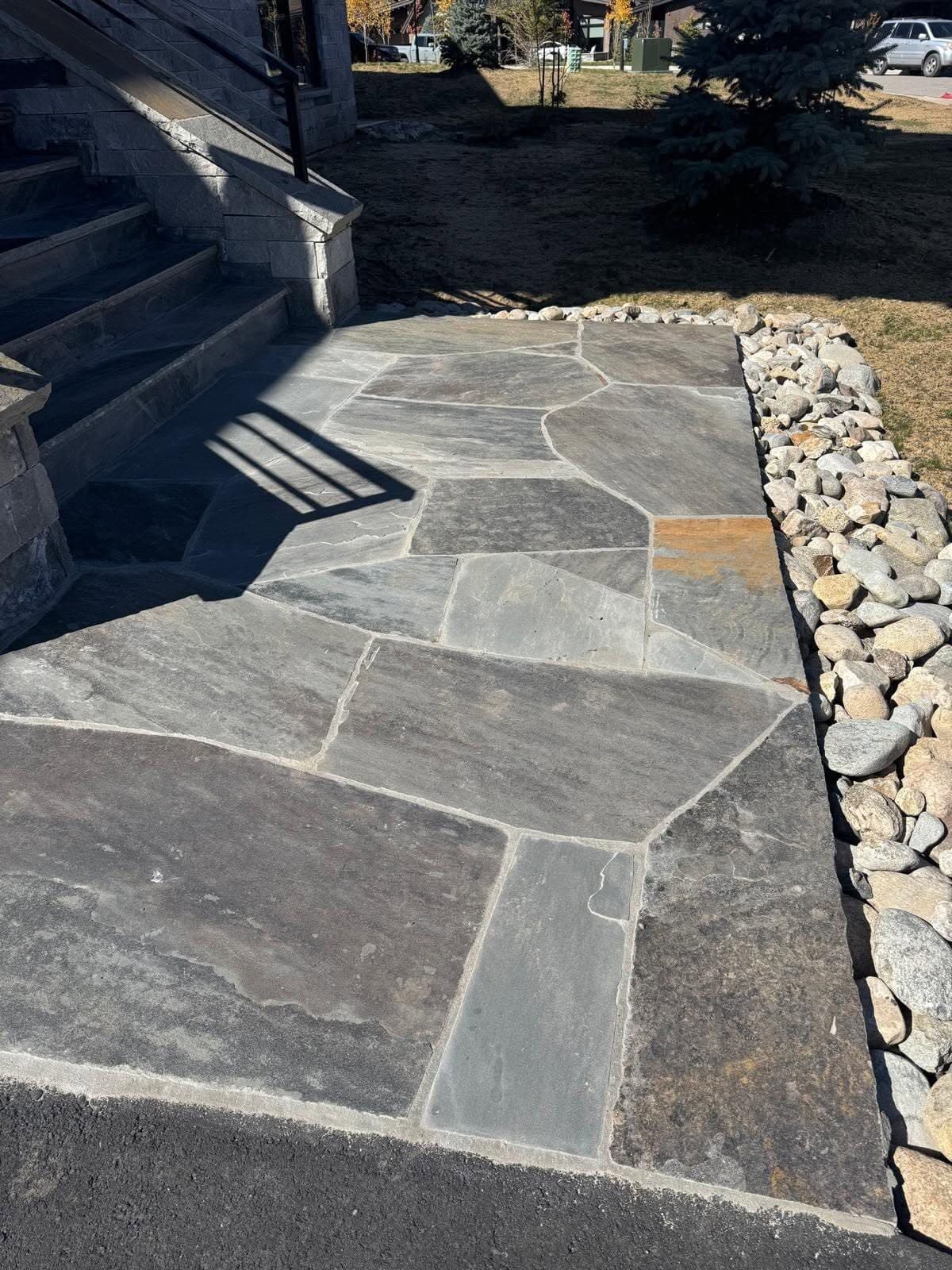 Mountain Home Entry Patio & Staircase