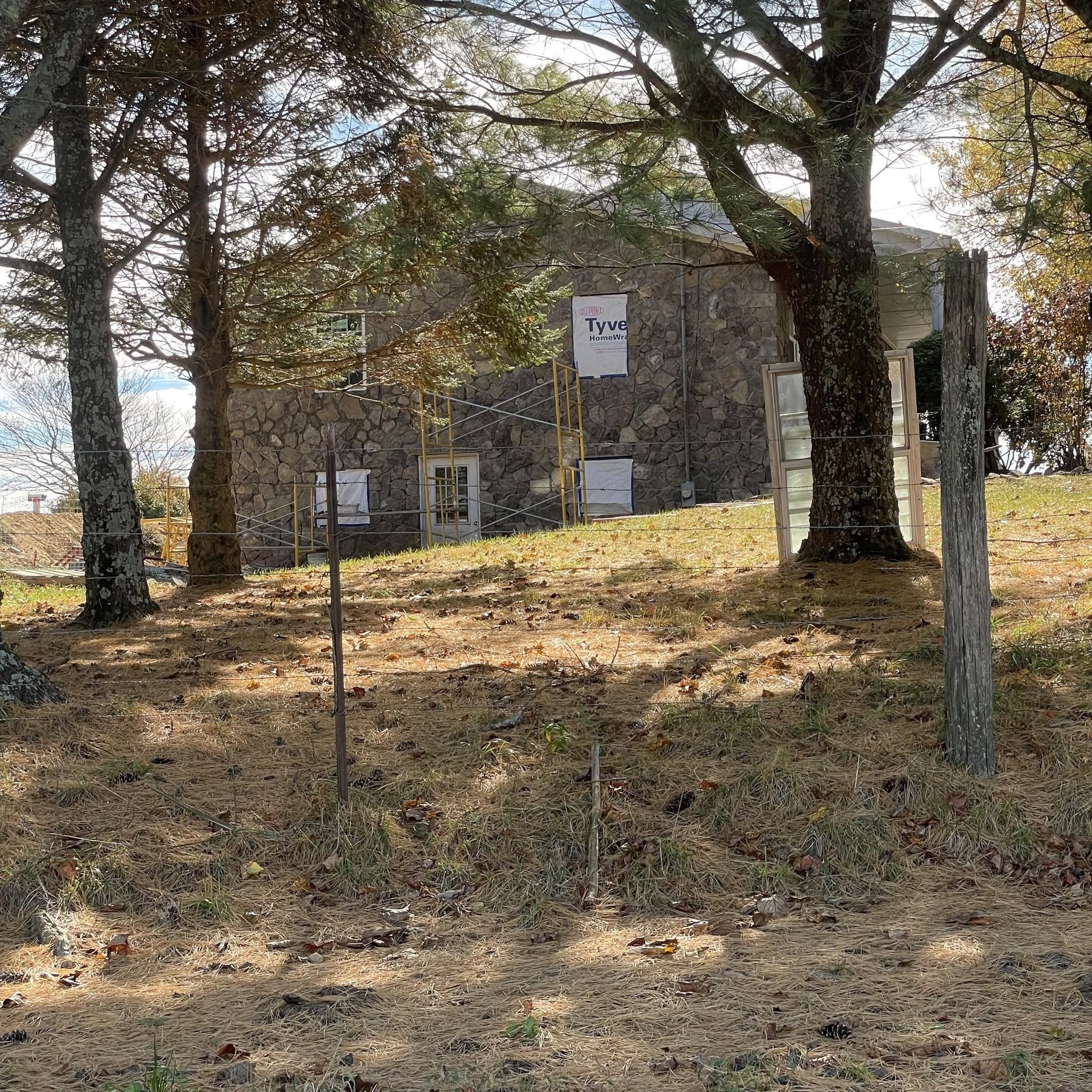 Stone Veneer Wall — In Progress